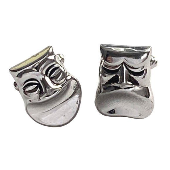Vintage COMEDY & TRAGEDY Masks Theater Theatre Performing Arts Men's Cufflinks - Picture 1 of 9